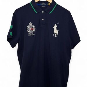 Ralph Lauren Navy Polo Shirt with Green Trim